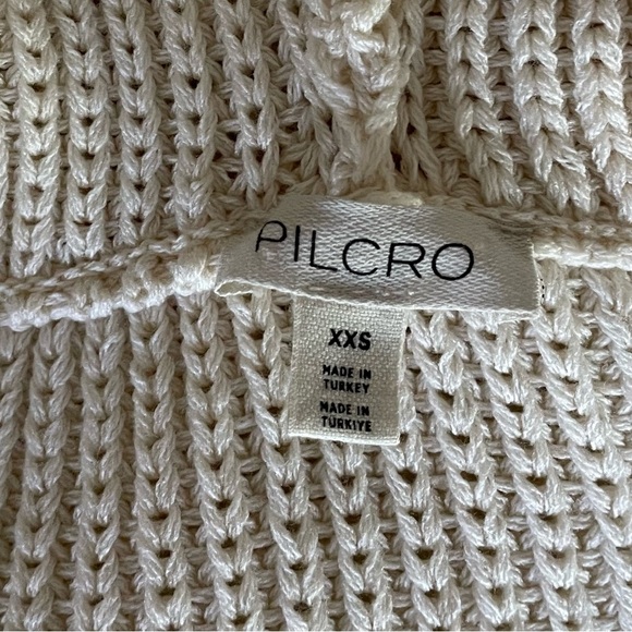 Pilcro V-Neck Hooded Sweater Vest Knit Cream sz XXS - Picture 14 of 15